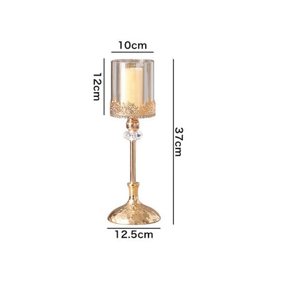 cfycfy987 Candelabra Luxury Golden Metal Glass Candlestick Home Dining Table Decoration Ornament Candle Holder Candle Sticks Holder(Large)