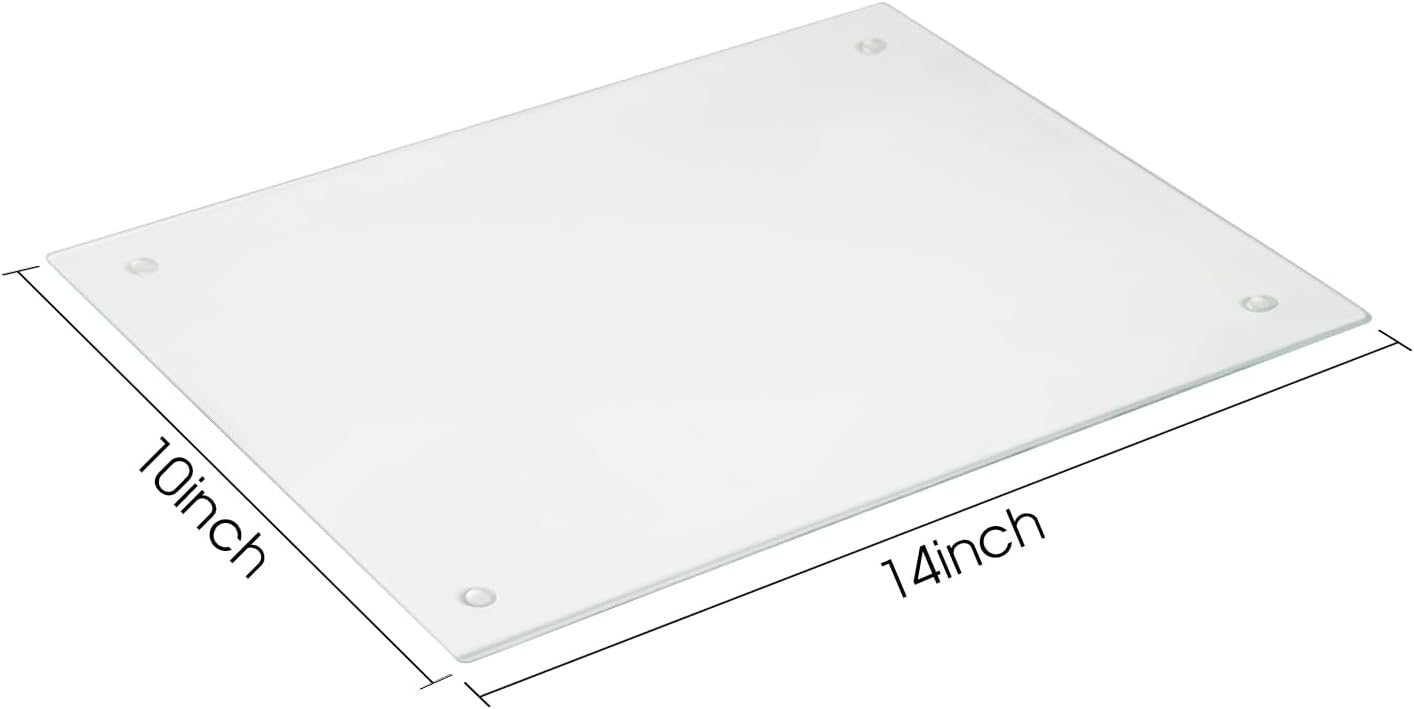 DHARANA Tempered Glass Cutting Board, Scratch Resistant and Heat Resistant, Non-Slip Feet, 10"x14"