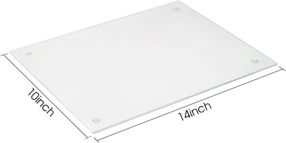 DHARANA Tempered Glass Cutting Board, Scratch Resistant and Heat Resistant, Non-Slip Feet, 10"x14"