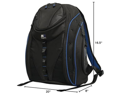Mobile Edge Express 2.0 Laptop Backpack for Men and Women, Compatible with PC and Mac Laptops 16-17 Inch, Travel Work Business Computer Bag, MEBPE32, Black with Royal Blue Trim
