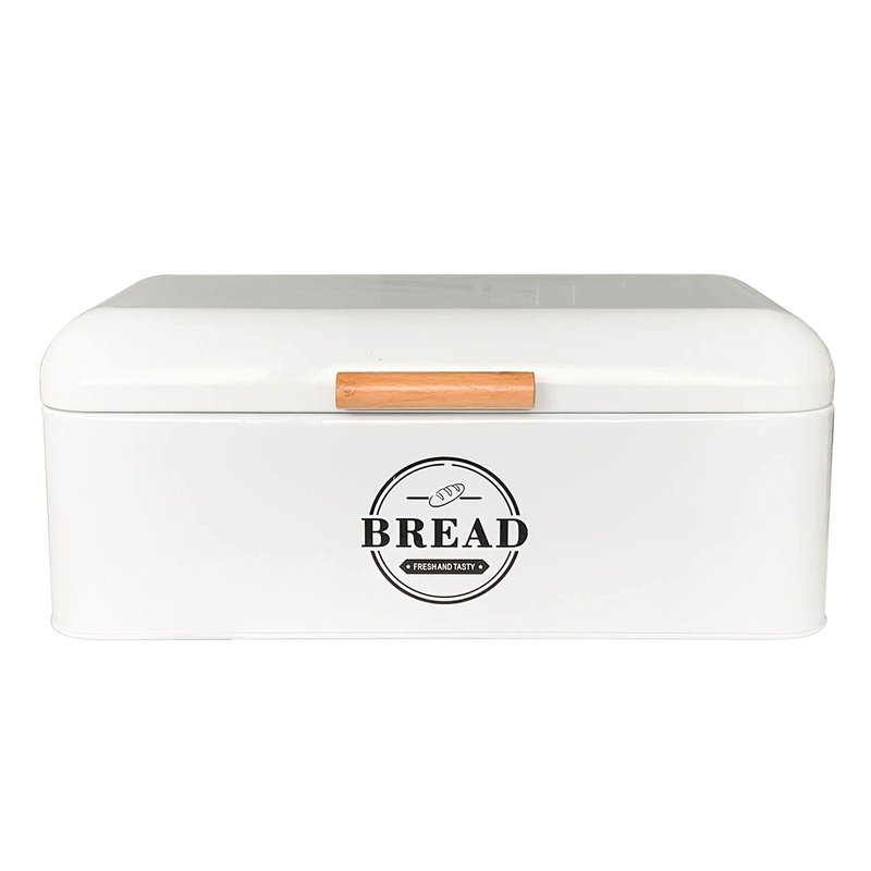 SOTECH Large White Bread Box with Lid,Farmhouse Bread Box in White Metal Extra Large Bread Storage Container for Kitchen Countertop and Room Decor