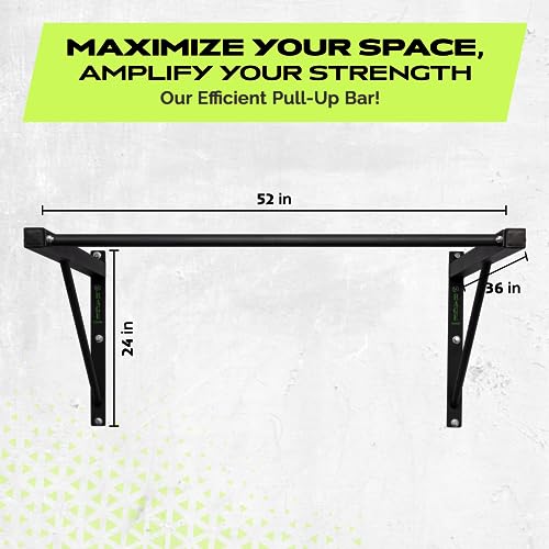 Rage Fitness Heavy-Duty Wall Mounted Pull Up Bar - 500 lbs Weight Capacity | Maintain Upper Body Strength & Core Stability | Space Efficient Steel Chin Up Black Bar for Home & Gym Versatile Workouts