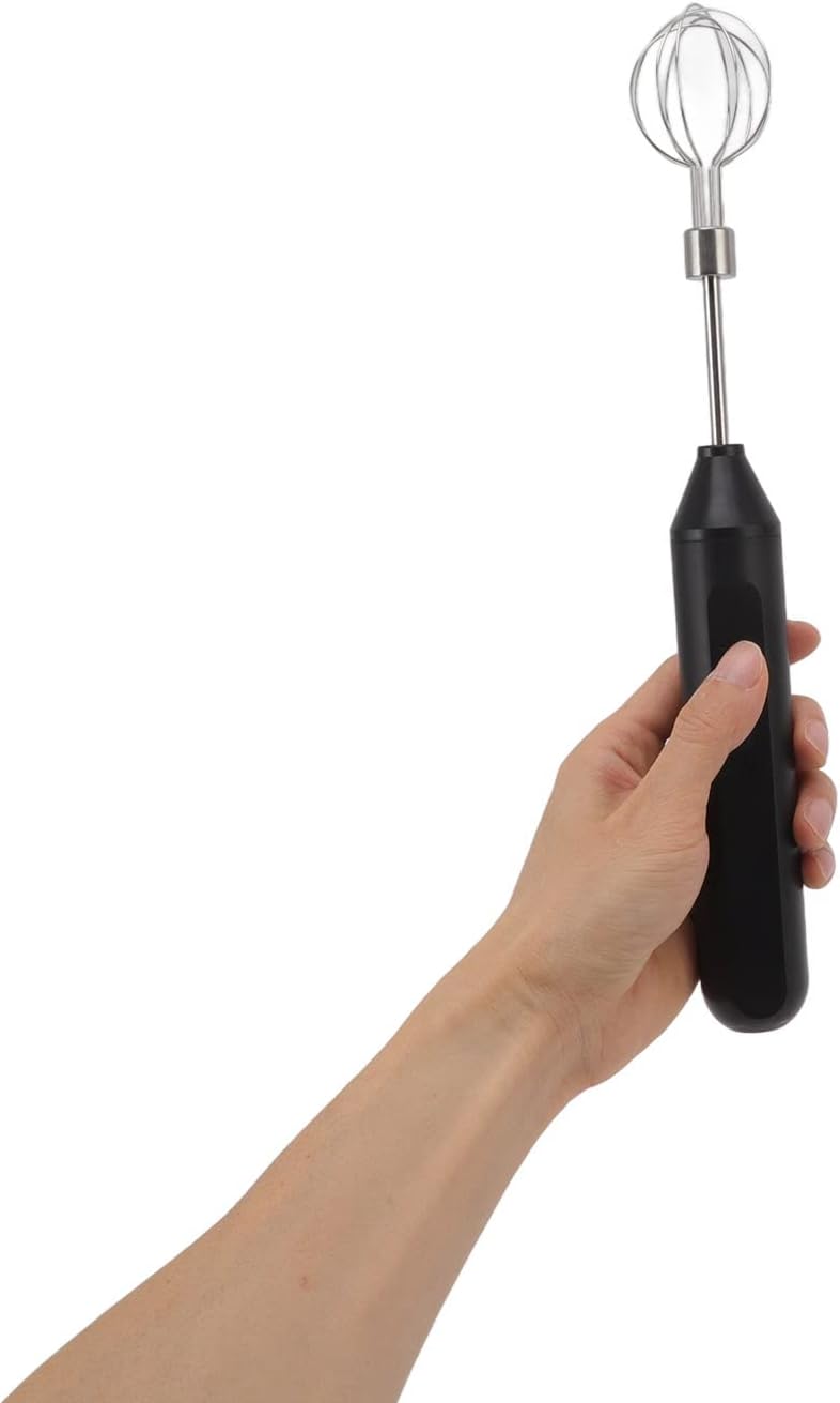 Electric Handheld Egg Beater, Round Head Milk Frother, Battery Powered Whisk for Home Kitchen, Restaurants (Black)