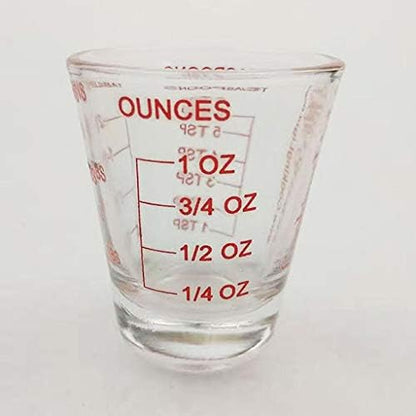 Shot Glass Measure Cup, Acrylic, Incremental Measurements, 1 oz, 6 tsp, 2 Tbl, 30 ml, Kitchen Tool, Red