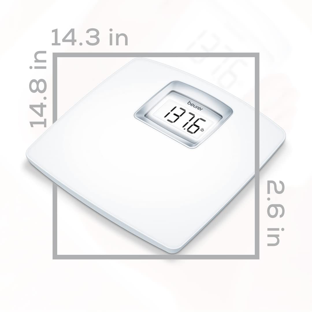Beurer PS25 Digital Bathroom Scale for Body Weight – 400lb Capacity, Auto-Calibrate, XL Backlit Display – Glass, Precise and Accurate Body Scale