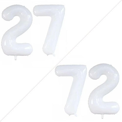 GOER Jumbo 27 Balloons - 42 Inch Foil Helium Decorations for 27th Birthday Party | White