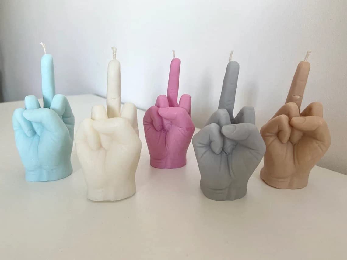 Middle Finger Candle, Homemade soy candle, Hand Fuck Candle, Teen Room Decor Candle, Funny Aeshetic Candle, Hippie Candle (White, PUMPKIN)