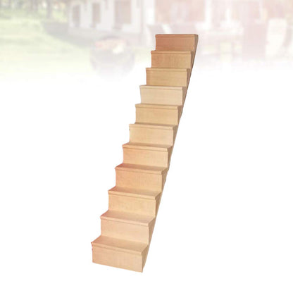Sewroro Doll House Furnishings 1 12 Scale Dollhouse Stairs Miniature Stairs Wooden Stringer Steps Model DIY Mini Wood Staircase Without Armrest for Micro Landscape Decor