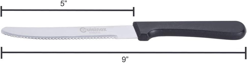 Cuisinox Set of 4 Steak Knives with Black Polypropylene Handle and Rounded Tip