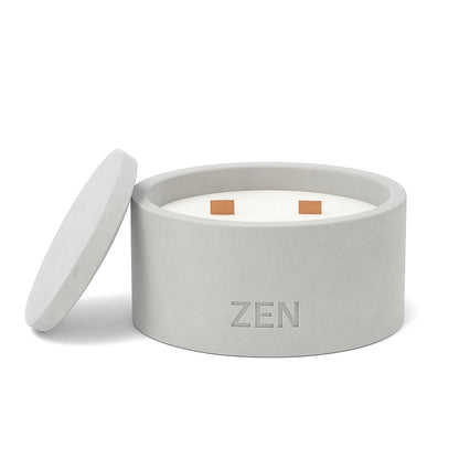 Zen Concrete Candle with Lid – Jasmine Rose Ylang Floral – 100% Beeswax, Minimalist Jar, Wooden Wick, Reusable Container Plant Pot Storage – Luxury-Inspired (Gray, Medium, JAD)