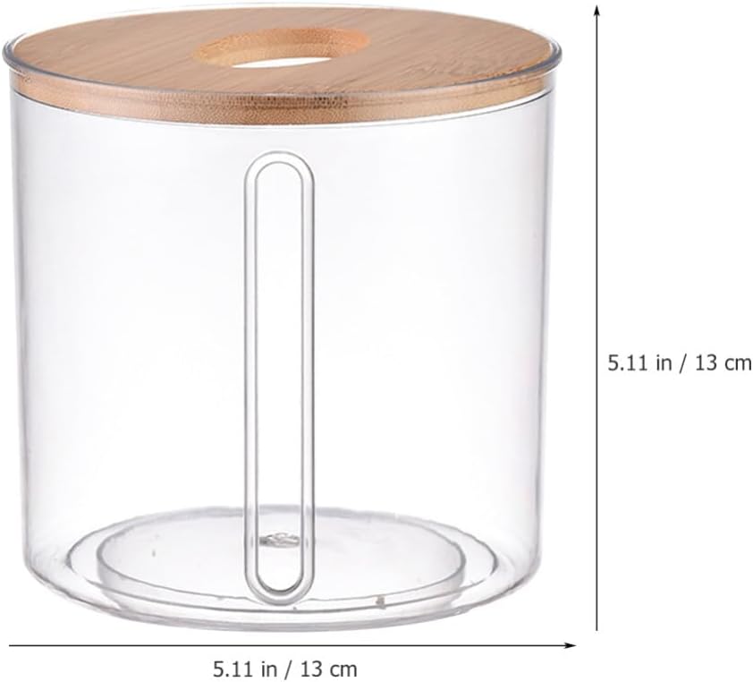 Amosfun Round Wooden Tissue Box Cover, Facial Tissue Holder with Wood Lid for Countertops