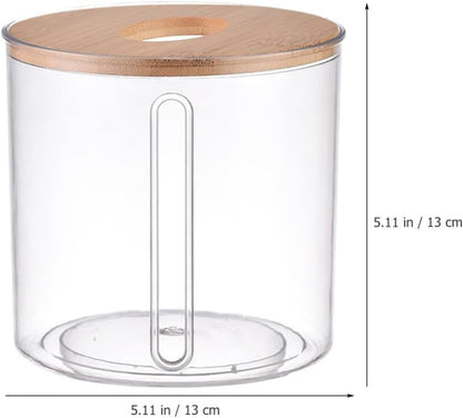 Amosfun Round Wooden Tissue Box Cover, Facial Tissue Holder with Wood Lid for Countertops