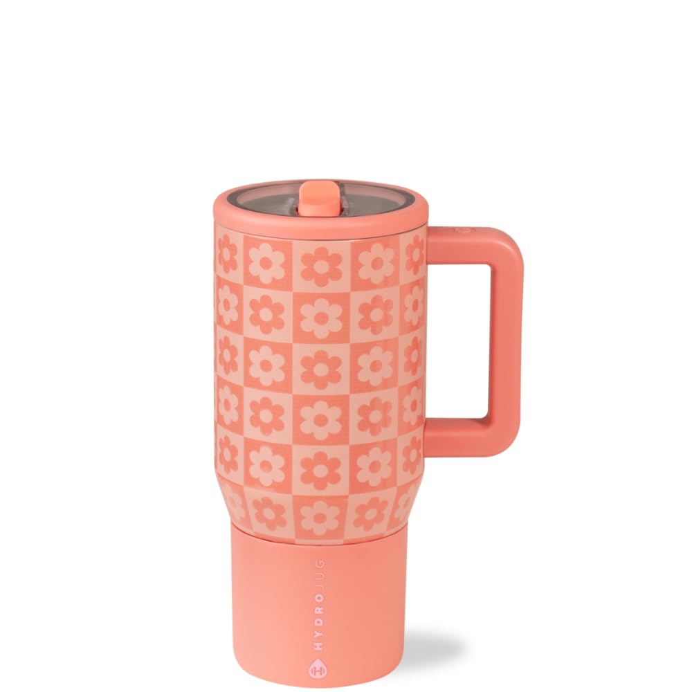 HydroJug Kids - 20 oz Insulated Kids Water Bottle with Flip Straw & Handle | Leak-Proof & Durable | Perfect for School, Sports, Lunch, Travel & Camp, Daisy Checkers