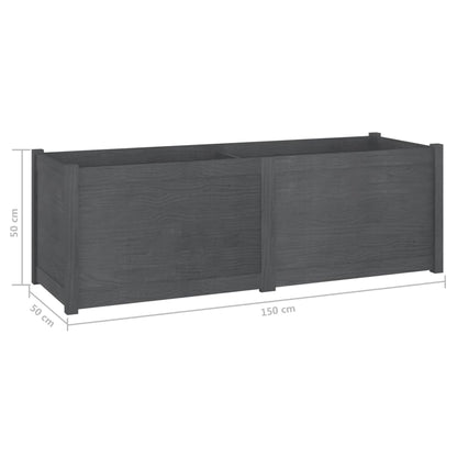 Foknhdi 59.1 x 19.7 in Solid Pinewood Raised Garden Bed, Grey Rectangular Outdoor Planter Box, Large Flower Pots for Patio, Terrace, Backyard Herb Garden