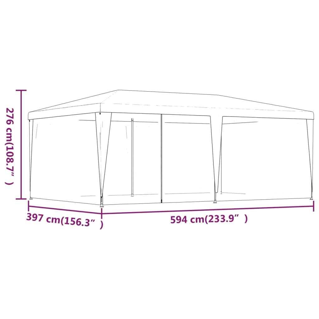Party Tent, Blue 19.7'x13.1' HDPE, Waterproof UV Proof Outdoor Gazebo with 6 Mesh Sidewalls, Iron Frame for Events, Weddings, and Parties Lawn Structures