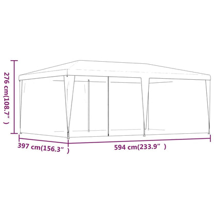 Party Tent, Blue 19.7'x13.1' HDPE, Waterproof UV Proof Outdoor Gazebo with 6 Mesh Sidewalls, Iron Frame for Events, Weddings, and Parties Lawn Structures