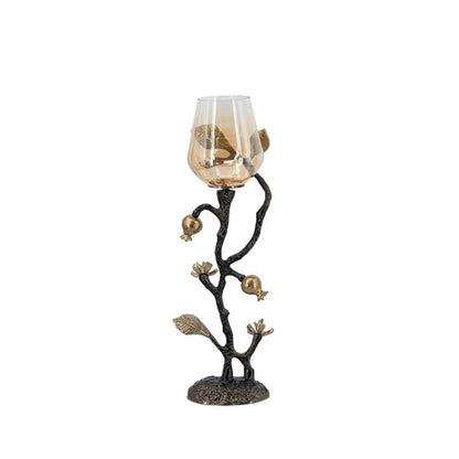 Candlesticks Home Creative candle holder Ornaments Retro Table Decoration Metal Glass Candle Holder Decorative candle holder(Large)