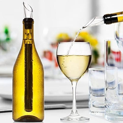 Wine Chiller Ice Red Wine Bottle - Stainless Steel Cooler Stick Container, 3 in 1 with Aerator and Pourer
