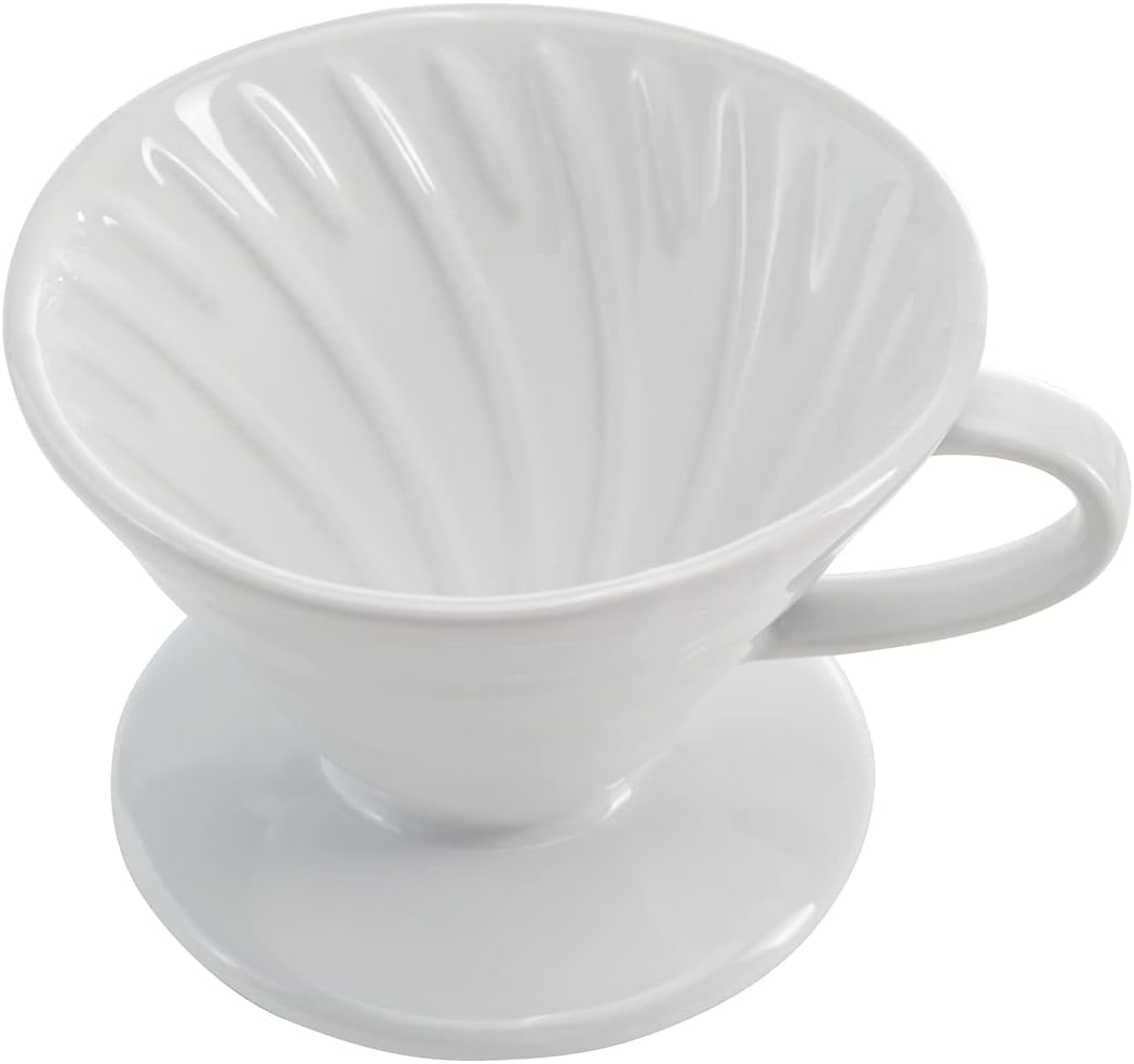 Restaurantware Restpresso 17 Ounce Coffee Dripper | 1 Reusable Coffee Cone with Drip Hole, White Ceramic Pour Over