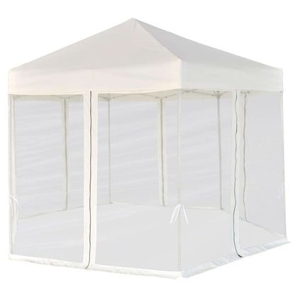 Hexagonal Gazebo Cream White, 11.8x11.8x9.2 ft Outdoor Canopy Tent with Mesh Sidewalls, Portable Pop Up Patio Shelter for Parties, Weddings, Backyard Events Lawn Structures