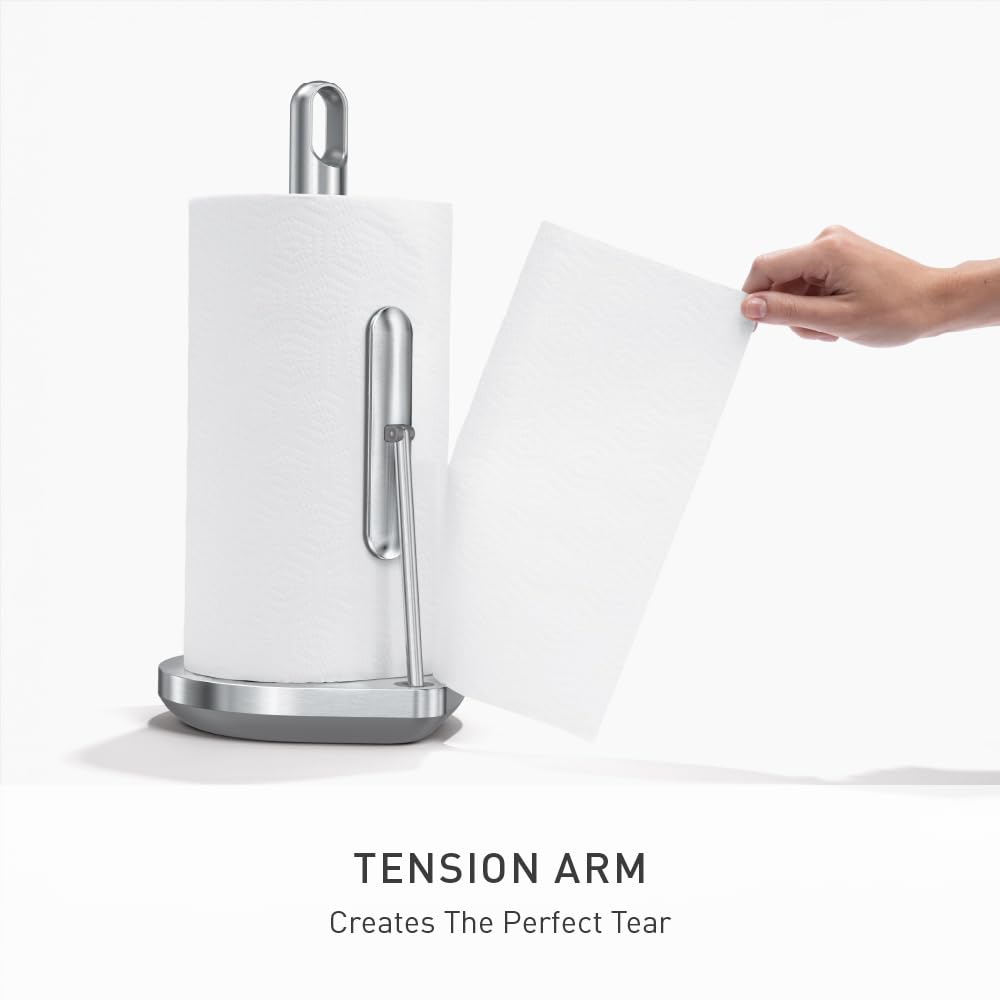 simplehuman Standing Paper Towel Holder with Spray Pump, Brushed Stainless Steel