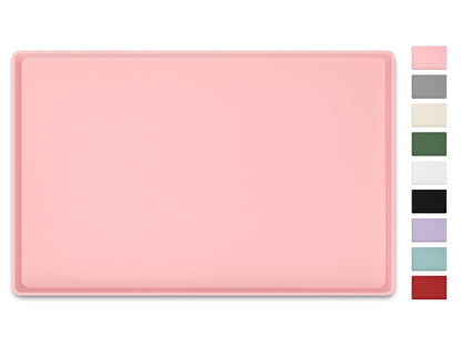 NPOOYI Silicone Art Mat for Crafts, 12" x 19" Waterproof Non-Slip Painting Mat for Kids with Raised Sides, Protects Surfaces Perfectly for Crafts, Legos, Slime, Resin, Paint & Jewelry-Making, Pink