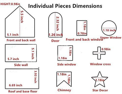 Gingerbread House Cookie Cutter Set - 10 PCS 3D Christmas House Kit with Gift Box Packaging