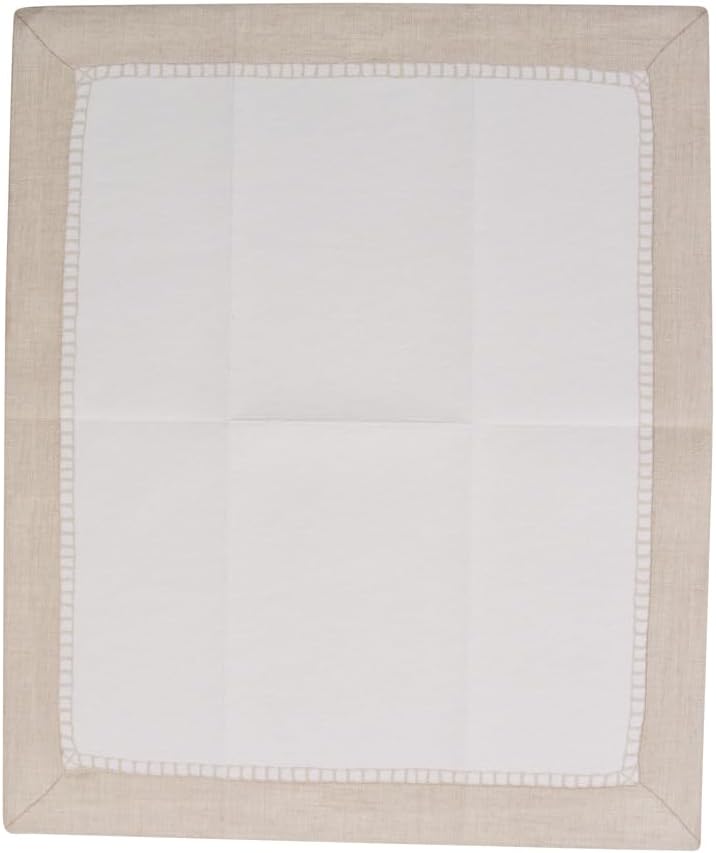 12 Package Caspari Linen Border Paper Linen Guest Towel Napkins in Natural, Per