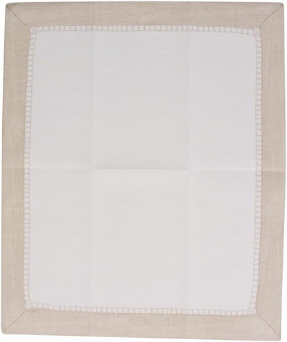 12 Package Caspari Linen Border Paper Linen Guest Towel Napkins in Natural, Per