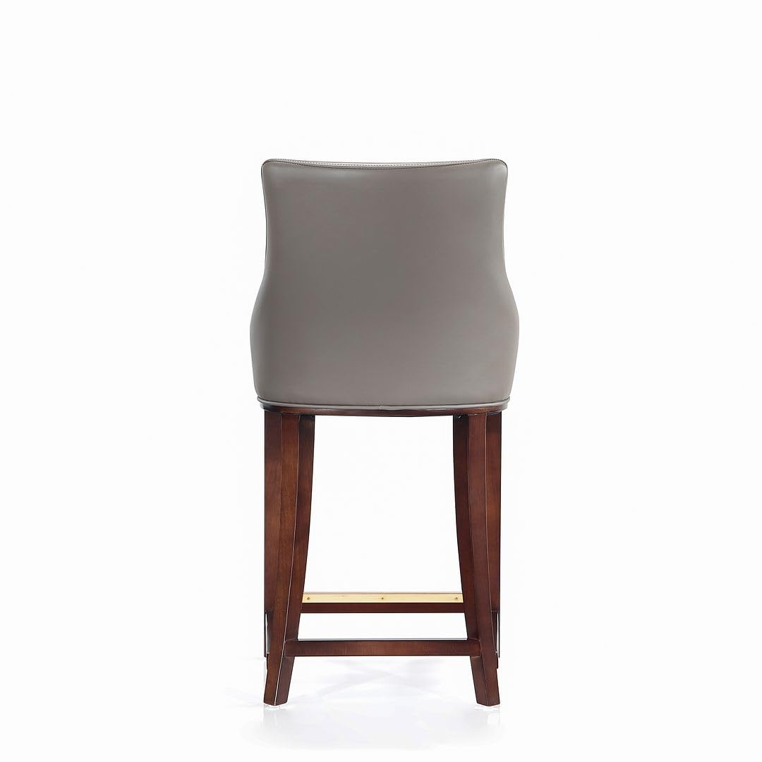 Manhattan Comfort Shubert Counter Stool with Backseat | Upholstered Leatherette, Beech Wood Legs | Perfect Bar Stool for Bar and Kitchen | Commercial Grade | Fully Assembled, Set of 1, Dark Taupe