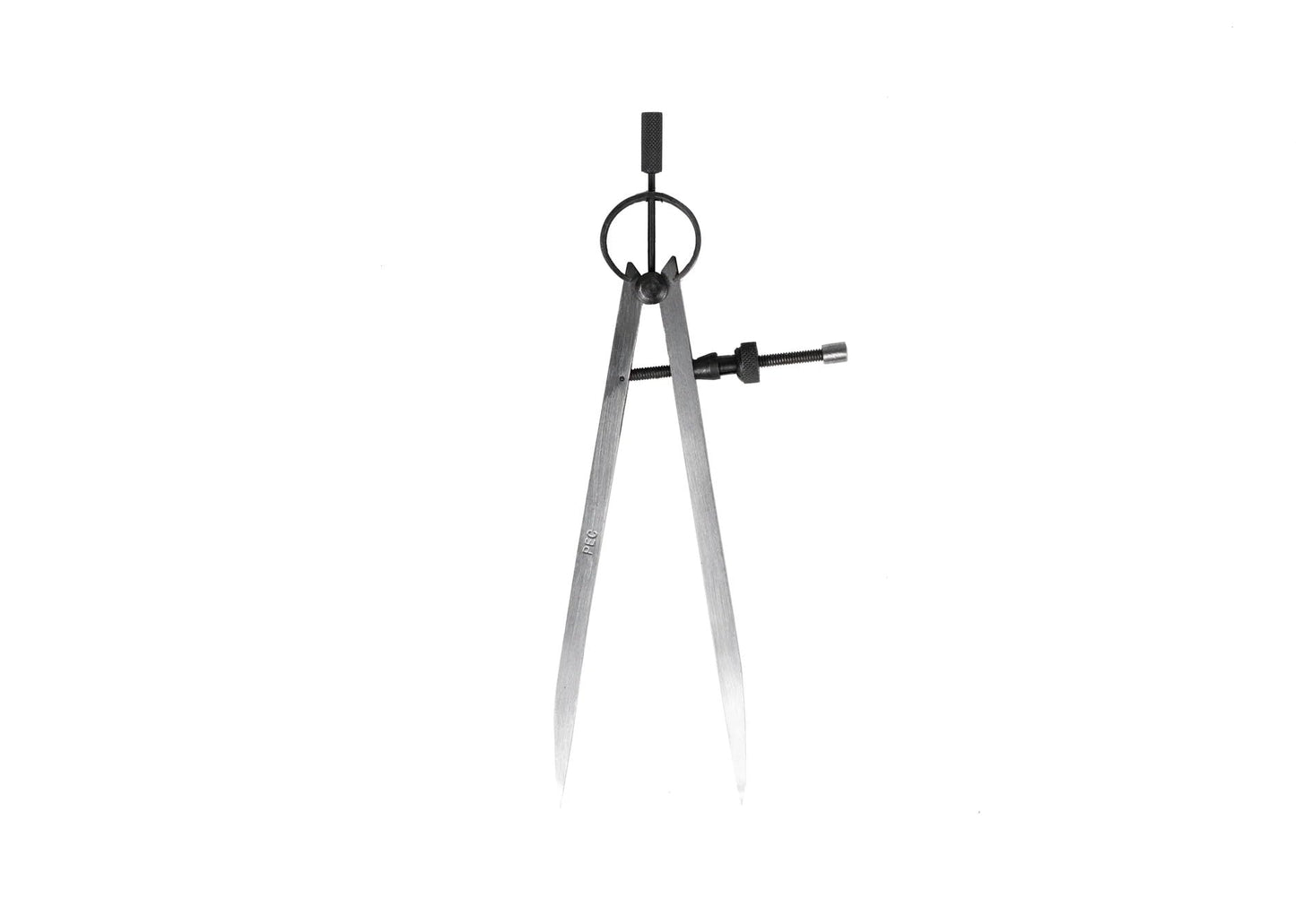 PEC Tools Precision Spring Dividers with Flat Legs and Solid Nut, Polished Natural Steel Finish, Fine Adjustments, Scribing Compass 4" Size and Capacity