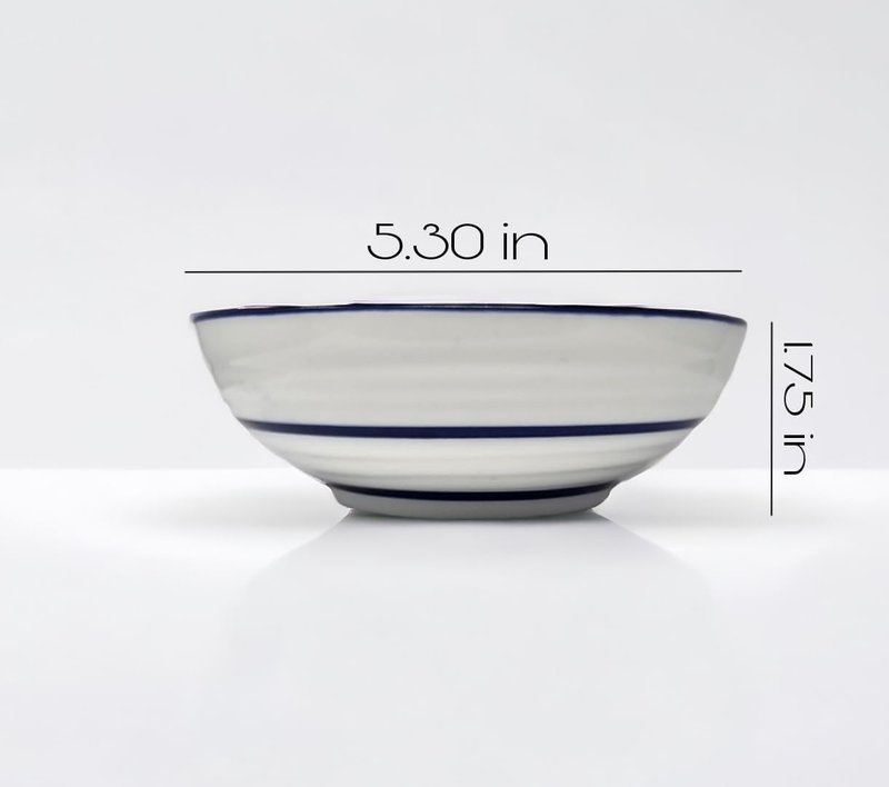 Porcelain Chinese Japanese Bowl Sets with Free 6 Porcelain Spoons, Set of 6