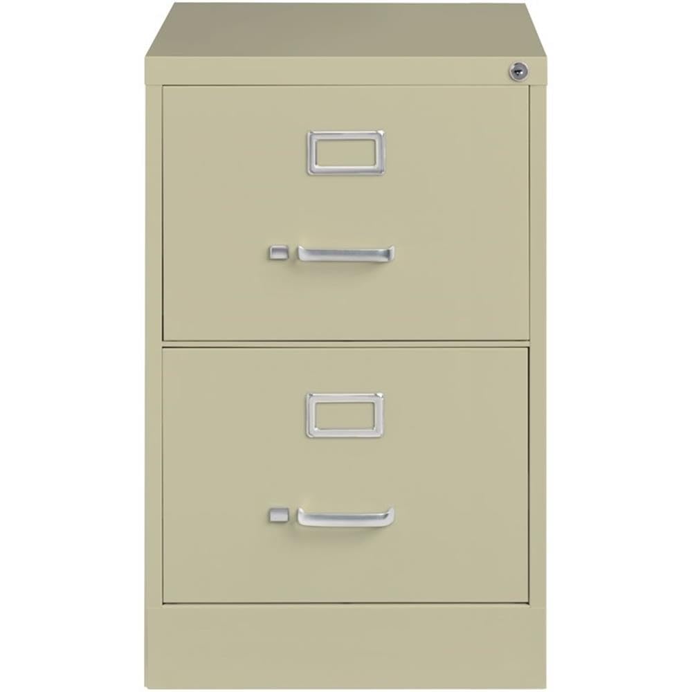 Pemberly Row 2 Drawers 28.38" Vertical Beige Metal Filing Cabinet Lockable Pre-Assembled Stationary Legal Size for Home, Office