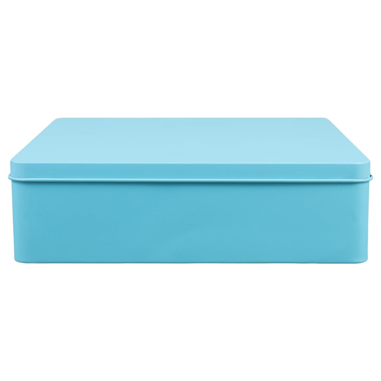Ipetboom Large Square Tin Storage Box with Lid Extra Large Metal Container for Home Organization for Cookies Snacks and Packaging Sturdy Tinplate Blue