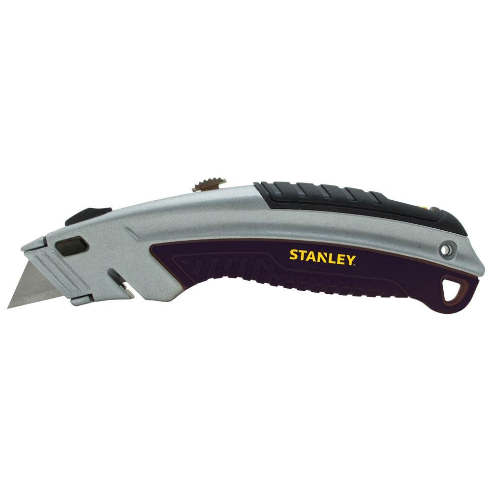 Stanley 10788 Curved Quick-Change Utility Knife, High Carbon Steel Retractable Blade, 3 Blades
