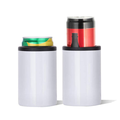 PYD Life 4 Pack 12 OZ Sublimation Blanks Can Insulator White Stainless Steel Can Cooler Beer Holder for Tumbler Press Sublimation Oven Printing