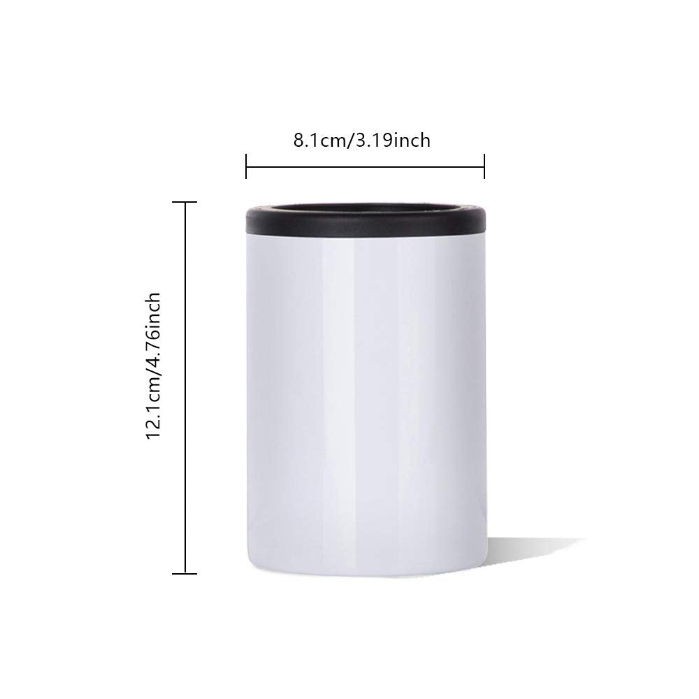 PYD Life 4 Pack 12 OZ Sublimation Blanks Can Insulator White Stainless Steel Can Cooler Beer Holder for Tumbler Press Sublimation Oven Printing