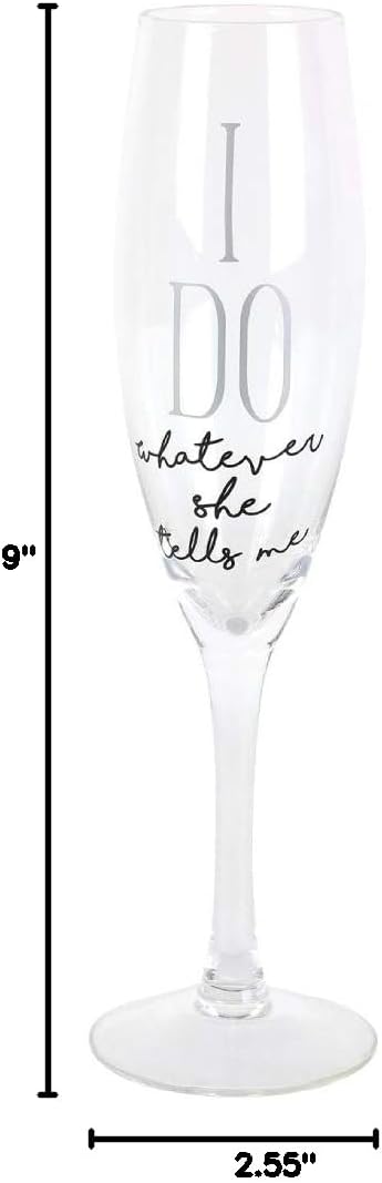Enesco Our Name is Mud I Do Glittered Wine Glasses - Wedding Champagne Flute, 2 Piece Set, Clear