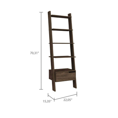 Adigyco Bookcase, One Drawer, Five Open Shelves, Dark Walnut,Five Open Shelves (11,81''H X 20,07''W)