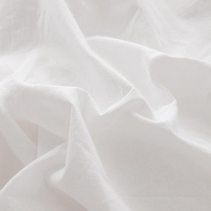 FACE TWO FACE Duvet Cover Set - 3 Pieces 100% Washed Cotton | Breathable, Soft & Durable (Queen, White)