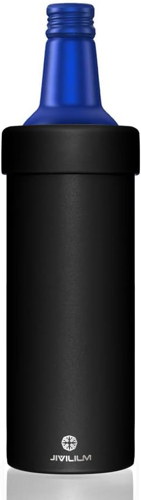 16oz Vacuum insulated Double wall stainless steel holder for slim aluminum beer bottles(Black)
