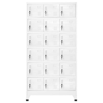 FMPGJLYH 18-Door Industrial Metal Locker Cabinet, Large Vertical Storage Organizer for Office, Gym, and School, Matte Gray Steel Storage Unit 35.4W x 15.7D x 70.9H