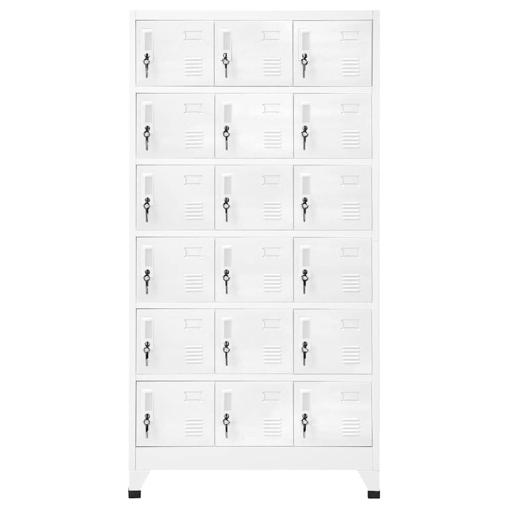 Xolmizyn 18-Compartment Industrial Locker Cabinet, Heavy Duty Metal Storage Organizer for Office Gym School, Matte Gray Sheet Metal Locking Cabinet 35.4 x 15.7 x 70.9 Inches