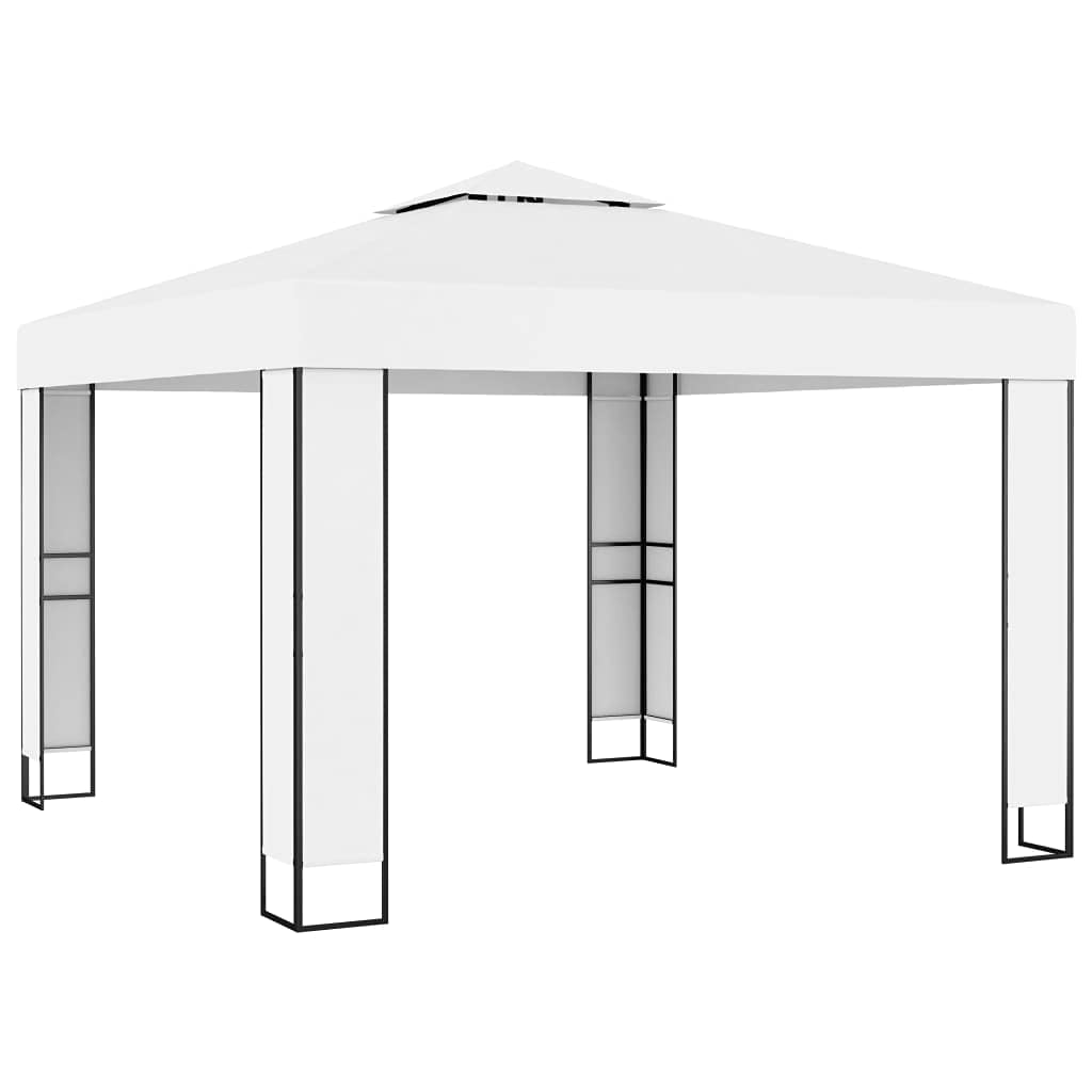 White 10x10 Outdoor Gazebo, 100% Polyester with PA Coating, Powder-Coated Steel Frame, Pop Up Canopy Tent for Patio, Garden, Events Lawn Structures