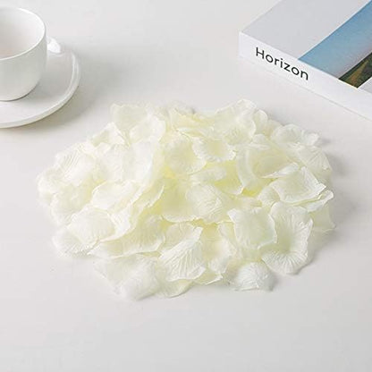 HongyiTime 1200 PCS Artificial Silk Rose Petals for Wedding, Party, Event Decoration (Ivory)