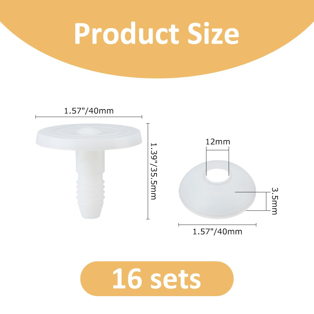 SUPERFINDINGS 16 Sets Doll Joints 40mm Safety Joints Movable Joint Plastic Joints for Amigurumi Crochet Animal Joints Body Joints with Washers Limbs and Head Joints for Soft Teddy Bear Making