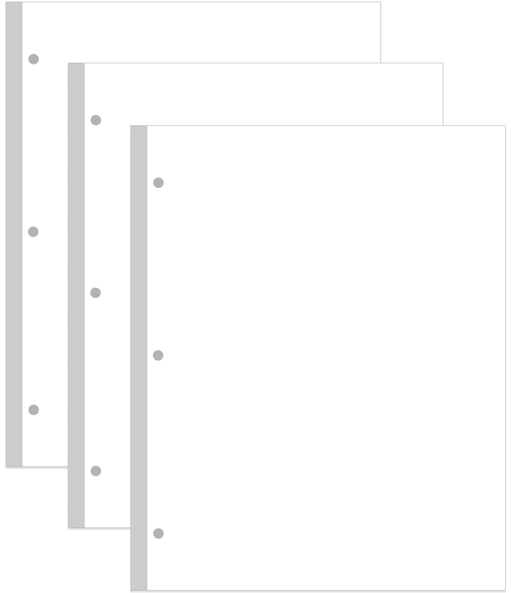 (3-Pack) A4 Blank Paper Refills, 300Sheets / 600Pages Print/Loose-Leaf Paper, 3-Hole, 100gsm, White, 8.5'' x 11''