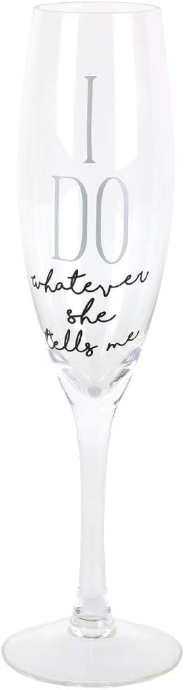Enesco Our Name is Mud I Do Glittered Wine Glasses - Wedding Champagne Flute, 2 Piece Set, Clear