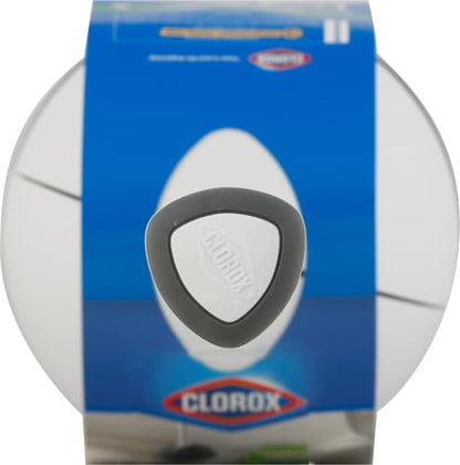 Clorox Toilet Plunger with Hideaway Holder Caddy Heavy-Duty Compact Design with Non-Skid Rubber Base for Bathroom Convenient Storage Toilet Unclogger, 6.5x19.5-Inch, White