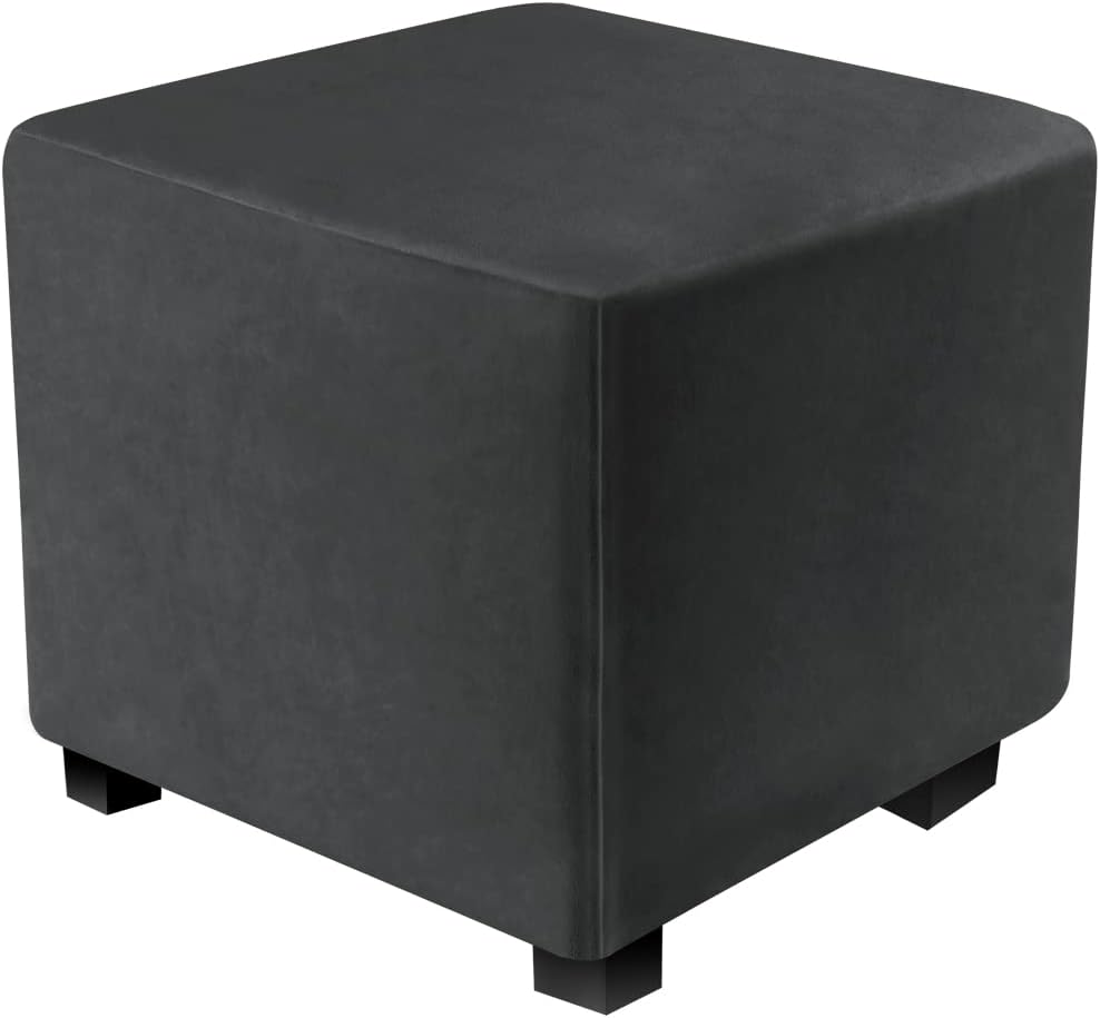 S/Length&Width:13-18"/Height:15-18",Black) Ottoman Covers Slipcover Square Ottoman Covers Protector for Footrest Foot